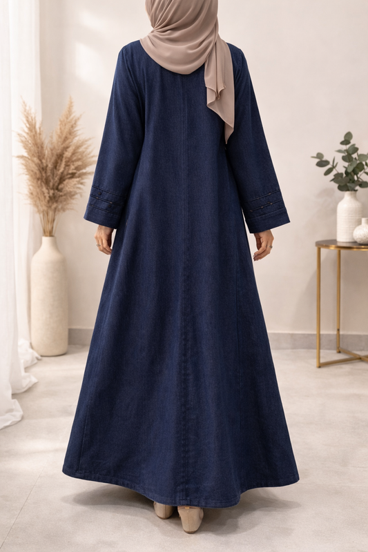 Navy Blue Denim Abaya