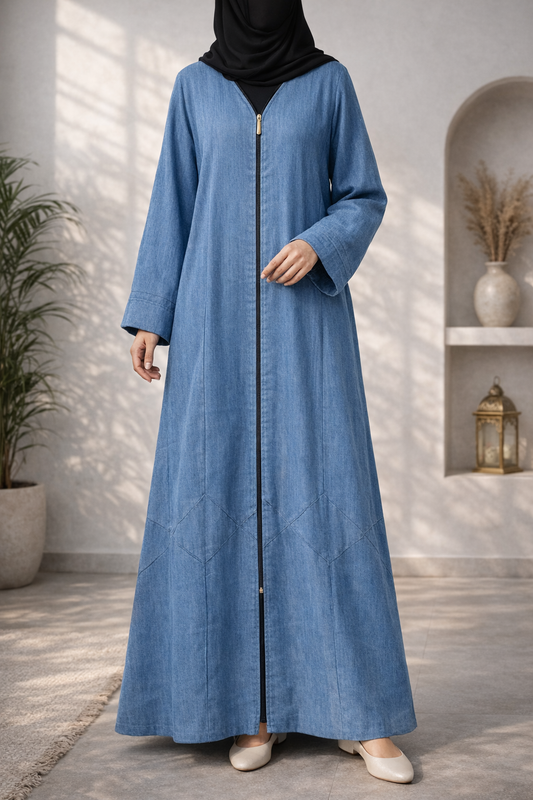 Light Blue Denim Abaya