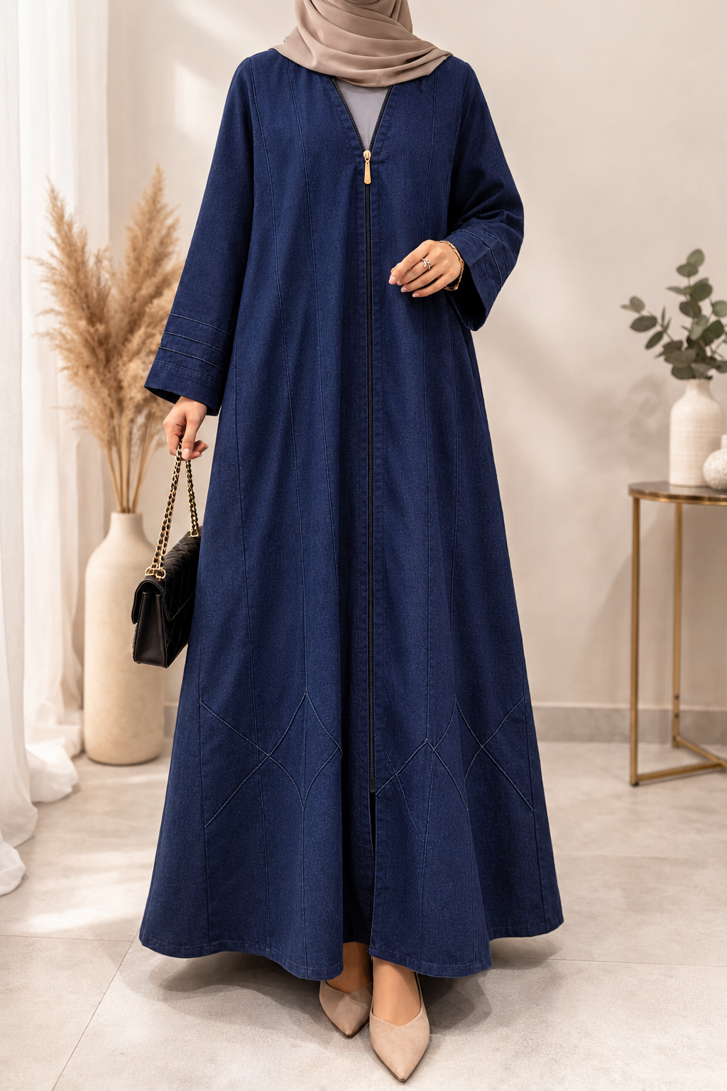Navy Blue Denim Abaya